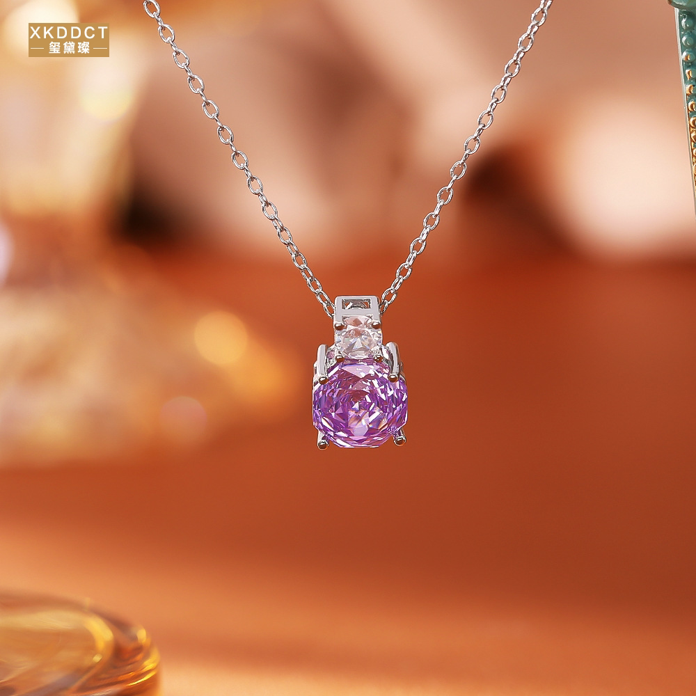 XKDDCT紫气东来玫瑰切锆石项链轻奢高级感优雅气质吊坠仙女风骨链