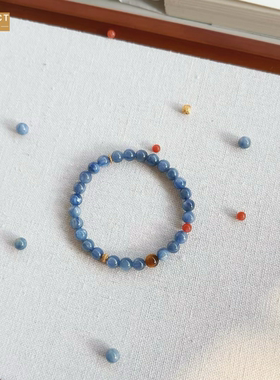 XKDDCT蓝女南红虎眼手链手串新中