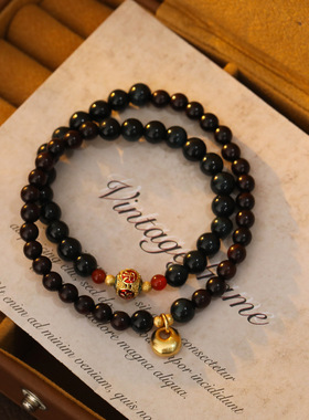 XKDDCT平安喜乐双层串珠黑虎石手