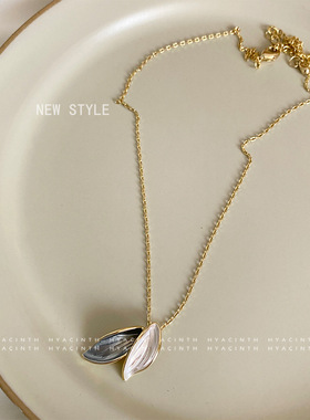 XKDDCT韩国气质一抹蓝树叶项链网