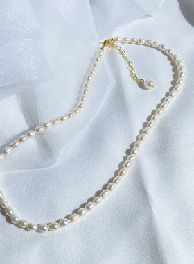 XKDDCT天然淡水珍珠34mm小米珠锁