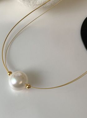 XKDDCT一颗大贝珠项链多圈叠戴锁