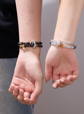 XKDDCT天然黑曜石双圈月光石黄水