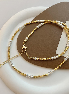 XKDDCT法式小珍珠项链女小众高级