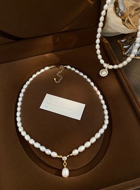 XKDDCT天然珍珠项链女百搭法式复