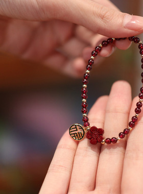 XKDDCT天然石榴石手链女金珠串珠