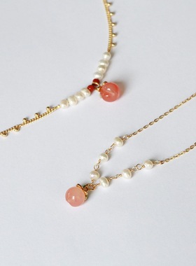 XKDDCT玉髓玛瑙小桃子锁骨链高级