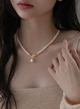 XKDDCT5mm近圆天然淡水珍珠项链