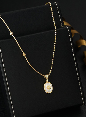 XKDDCT天然贝母八芒星吊坠项链法