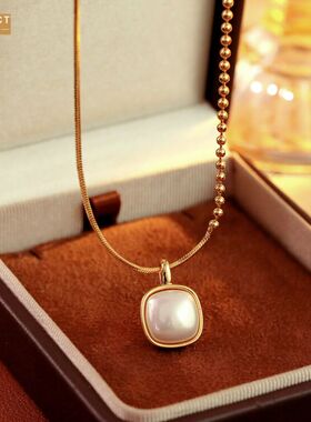 XKDDCT香槟方糖方形吊坠项链女韩