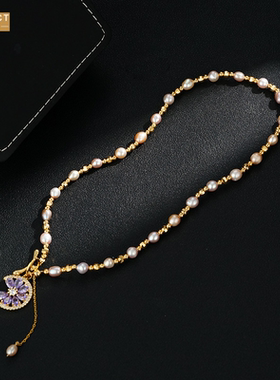XKDDCT霞仙子彩色淡水珍珠项链女