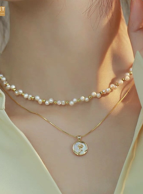 XKDDCT新款淡水珍珠双层叠戴骨