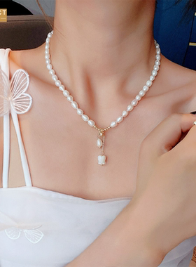 XKDDCT淡水珍珠玫瑰花项链女韩版