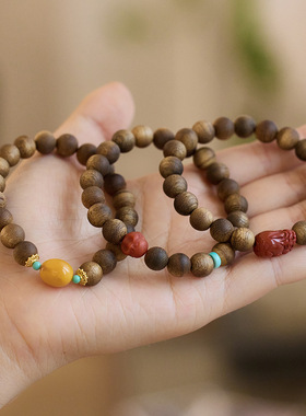 XKDDCT海南天然奇楠手链南红貔貅