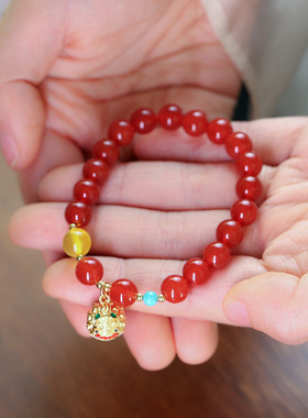 XKDDCT天然红玛瑙多宝鱼铃铛本命
