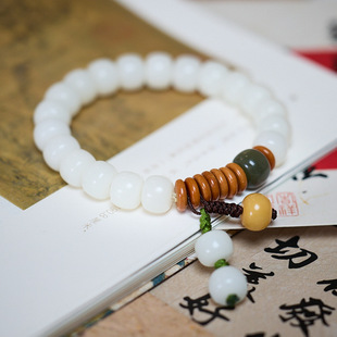 XKDDCT天然直切白玉多宝菩提子手串女绕指柔盘完菩提根手链小众木