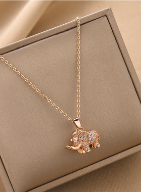 XKDDCT小象吊坠钛钢项链女款轻奢
