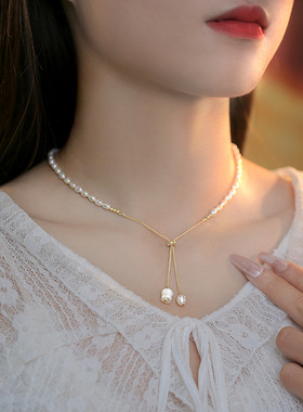 XKDDCT新款天然淡水珍珠花朵项链