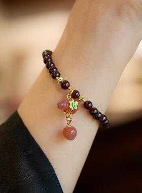 XKDDCT寺庙同款天然石榴石手链女
