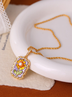 XKDDCT新中式油画风珐琅淡水珍珠