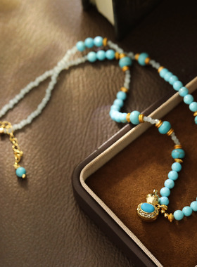 XKDDCT国潮新中式绿松石项链气质