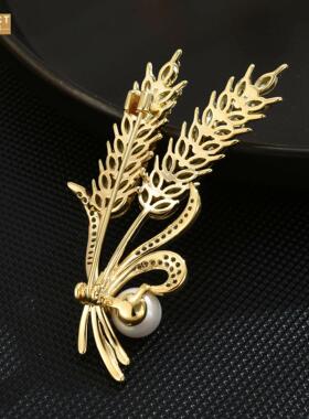 AXKECT高档奢华丰收麦穗胸花简约