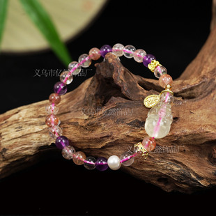 XKDDCT天然超七水晶手链全能手串女生单圈珠子送人礼物百搭夏季小