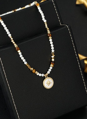 XKDDCT新款复古六芒星贝壳彩色石