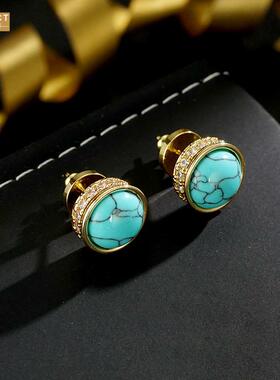 AXKECT阿珂施蒂中古风圆形绿松石