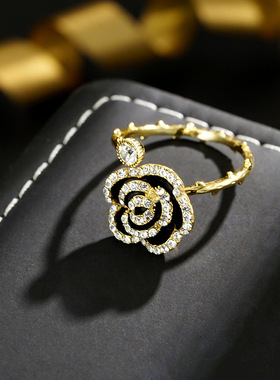 XKDDCT2025黑玫瑰花满镶复古小众