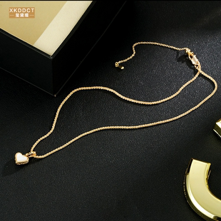 XKDDCT轻奢复古红白色爱心双面项链简约精致高级气质骨链全新女式