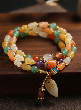 XKDDCT民族风天然玉手串新疆彩玉