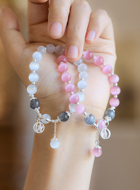 XKDDCT猫眼石手链女小众设计简约