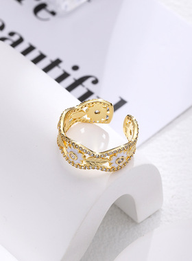 XKDDCT新款叶子花朵珐琅锆石法