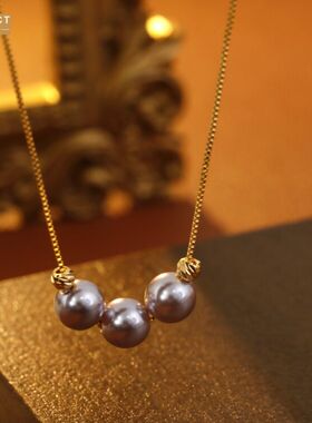 XKDDCT日韩气质曼塔玫瑰珍珠颈链