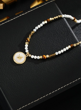 XKDDCT复古六芒星贝壳彩色石项链