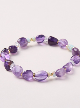 XKDDCT天然紫水晶随形手串女九紫离火不规则高级感紫色水晶手串小