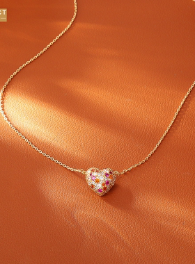 XKDDCT爆款微镶爱心项链铜镀真金