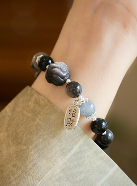 XKDDCT新款天然黑曜石貔貅手链女