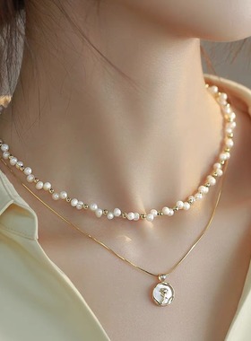 XKDDCT新款淡水珍珠双层叠戴项链
