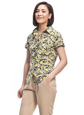 品牌正品短袖迷彩色棉女衬衣1403