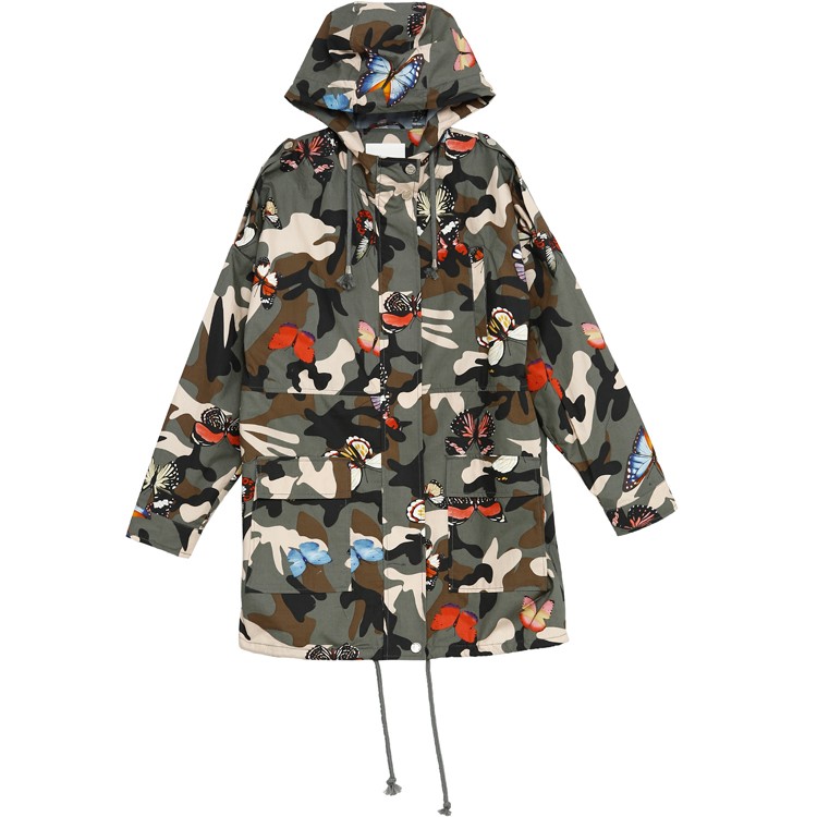 艾格中长款迷彩薄款外套女风衣