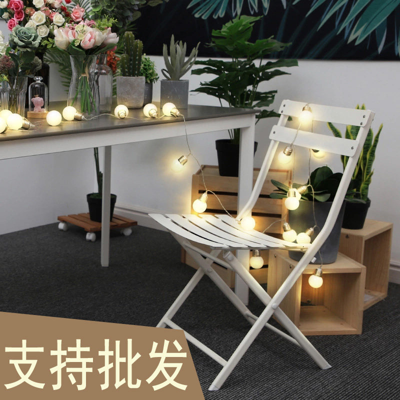 现代网红拍照白色折叠椅轻奢奶茶折叠椅/躺椅