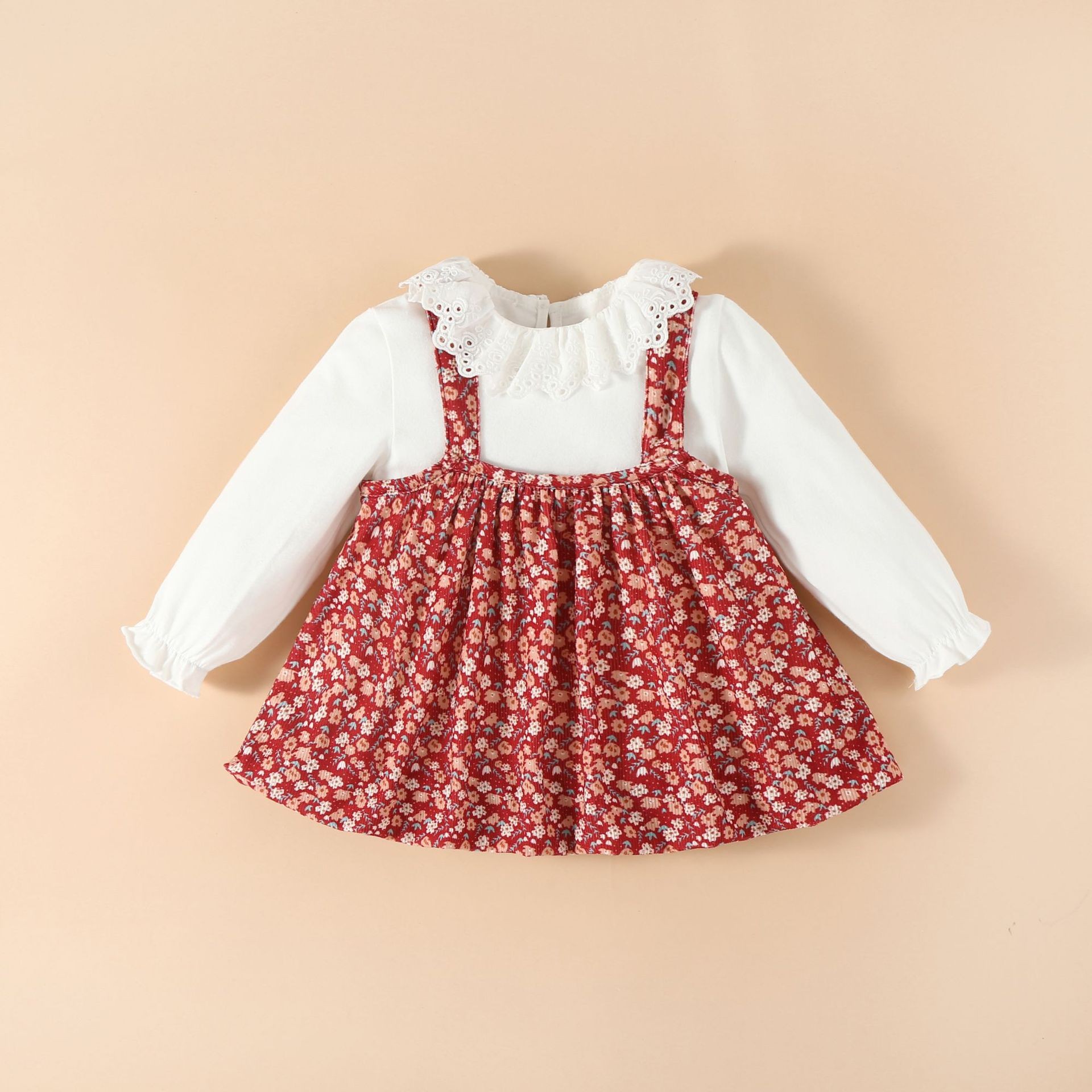 婴儿衣服秋冬装女宝宝连衣裙公主裙周岁礼服女童碎花背带裙春秋款