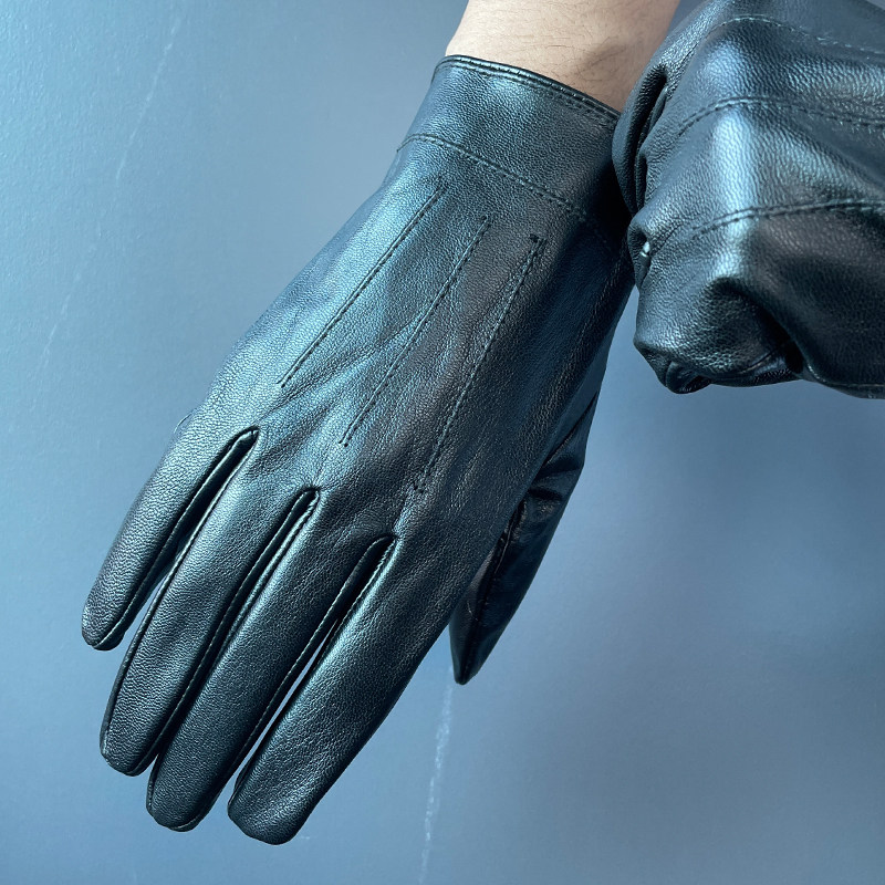 触屏真皮手套男士骑行开车山羊皮冬季防寒防风摩托车加绒保暖薄款