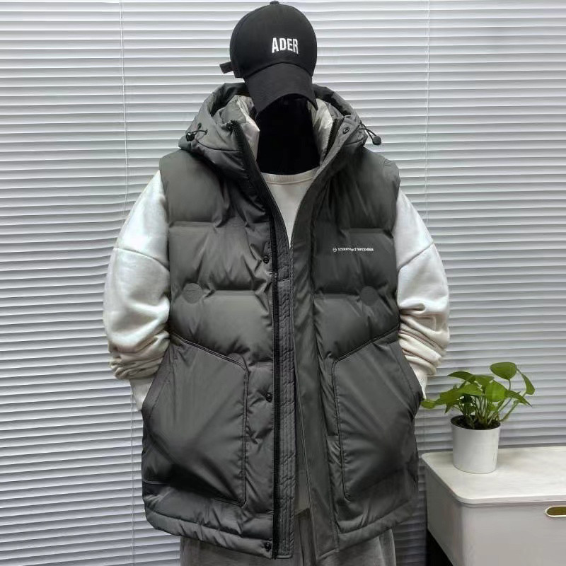 韩版大码宽松300斤马甲男冬季百搭保暖连帽工装马夹背心外套ins潮