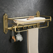 毛巾架 置物架浴巾架洗澡中式 复古实心铜法式 浴巾架卫生间欧式