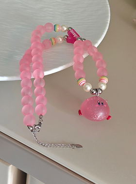 JMH小吴同学 手工串珠星之卡比粉色项链少女卡通可爱甜美锁骨链
