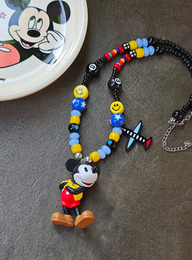 JMH小吴同学 原创小众抱手米奇多巴胺美式夸张项链韩系个性配饰