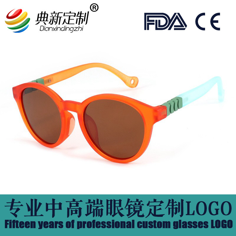 儿童时尚撞色拼接TR90偏光墨镜男女童防紫外线太阳镜定制LOGO